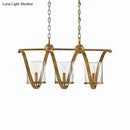 GobekUsa Traditional Clear Glass Hanging Light - Antique Brass/Aged Silver Cylinder Island Lighting Fixture with 3/5 Bulbs - for Dining Room