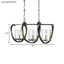 GobekUsa Traditional Clear Glass Hanging Light - Antique Brass/Aged Silver Cylinder Island Lighting Fixture with 3/5 Bulbs - for Dining Room