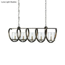 GobekUsa Traditional Clear Glass Hanging Light - Antique Brass/Aged Silver Cylinder Island Lighting Fixture with 3/5 Bulbs - for Dining Room
