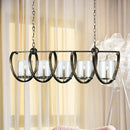 GobekUsa Traditional Clear Glass Hanging Light - Antique Brass/Aged Silver Cylinder Island Lighting Fixture with 3/5 Bulbs - for Dining Room