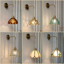 GobekUsa Amber Glass LED Wall Light Modern Nordic Bedroom Reading Lamp