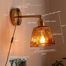 GobekUsa Glass Copper LED Wall Lights for Home Restaurant Living Room Bedroom