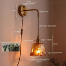 GobekUsa Glass Copper LED Wall Lights for Home Restaurant Living Room Bedroom