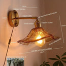 GobekUsa Glass Copper LED Wall Lights for Home Restaurant Living Room Bedroom