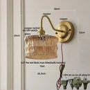 GobekUsa Clear Glass Wall Sconce LED Lights Modern Nordic Copper Bedside Lamp