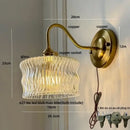 GobekUsa Clear Glass Wall Sconce LED Lights Modern Nordic Copper Bedside Lamp