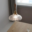 GobekUsa Glass LED Pendant Lamp with Wood Handle - Modern Nordic Hanging Light
