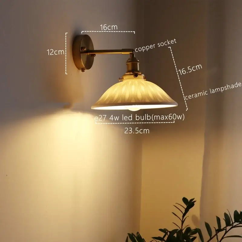 GobekUsa Ceramic Copper LED Wall Lamp for Bedroom Bedside Mirror Light, photo 13 of 20