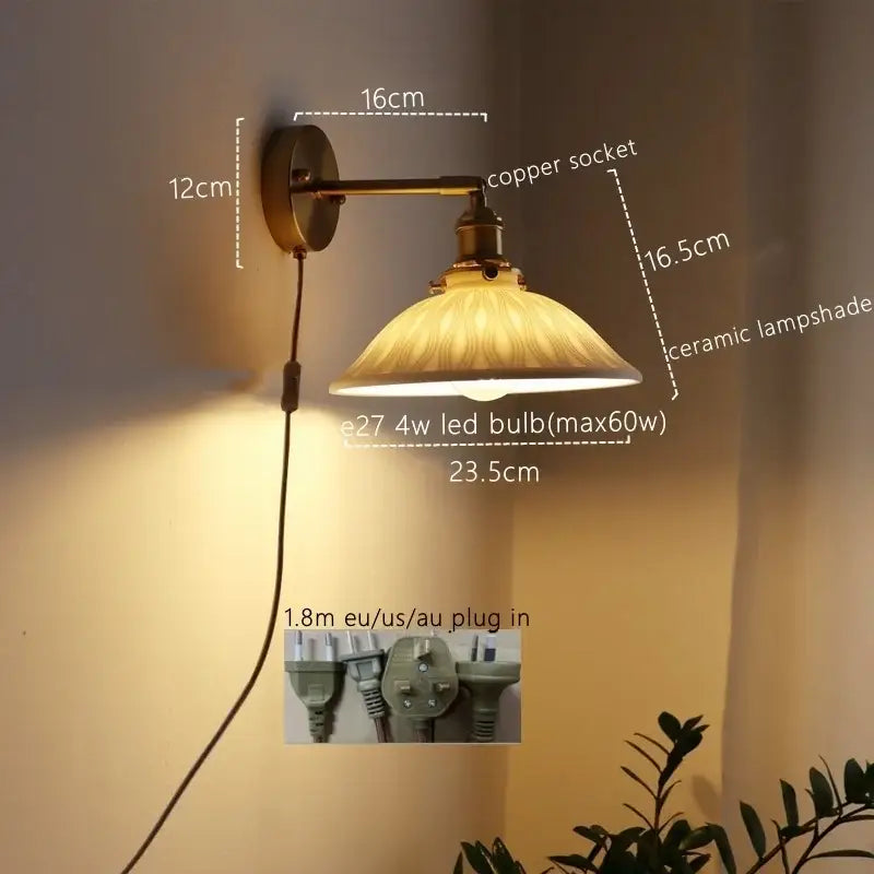 GobekUsa Ceramic Copper LED Wall Lamp for Bedroom Bedside Mirror Light, photo 14 of 20