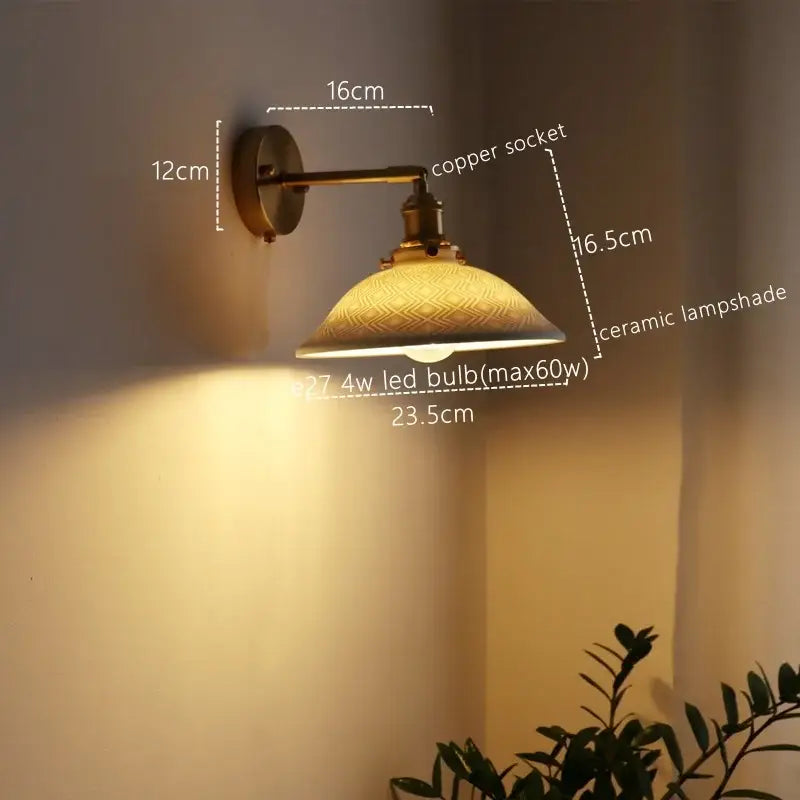 GobekUsa Ceramic Copper LED Wall Lamp for Bedroom Bedside Mirror Light, photo 12 of 20