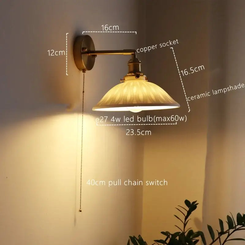 GobekUsa Ceramic Copper LED Wall Lamp for Bedroom Bedside Mirror Light, photo 8 of 20