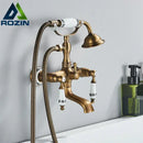 GobekUsa Brass Bathtub Shower Faucet Set with Dual Knobs and Handshower