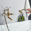 GobekUsa Brass Bathtub Shower Faucet Set with Dual Knobs and Handshower