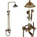 GobekUsa Brass Antique Shower Faucet Set with Porcelain Ceramic Swivel Bath Spout