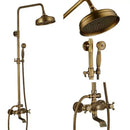GobekUsa Brass Antique Shower Faucet Set with Porcelain Ceramic Swivel Bath Spout