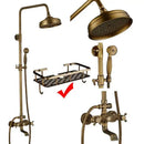 GobekUsa Brass Antique Shower Faucet Set with Porcelain Ceramic Swivel Bath Spout