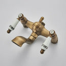 GobekUsa Brass Antique Shower Faucet Set with Porcelain Ceramic Swivel Bath Spout