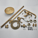 GobekUsa Brass Antique Shower Faucet Set with Porcelain Ceramic Swivel Bath Spout