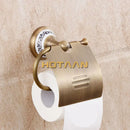 GobekUsa Brass Bathroom Accessories Set: Robe hook, Paper Holder, Towel Bar, Soap Basket