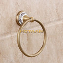 GobekUsa Brass Bathroom Accessories Set: Robe hook, Paper Holder, Towel Bar, Soap Basket