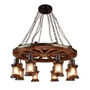 GobekUsa Iron Wheel LED Pendant Lights - Industrial Metallic Lustre Hanging Lamps