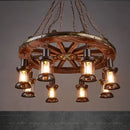GobekUsa Iron Wheel LED Pendant Lights - Industrial Metallic Lustre Hanging Lamps