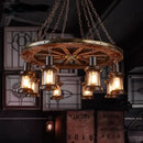 GobekUsa Iron Wheel LED Pendant Lights - Industrial Metallic Lustre Hanging Lamps