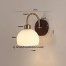 GobekUsa LED Wall Light Glass Fixture Pull Chain Switch Wood Bedside Sconce