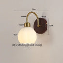 GobekUsa LED Wall Light Glass Fixture Pull Chain Switch Wood Bedside Sconce