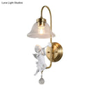 GobekUsa Modern Gold Glass Sconce Light with Resin Deco - 1-Light Wall Lamp