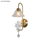 GobekUsa Modern Gold Glass Sconce Light with Resin Deco - 1-Light Wall Lamp