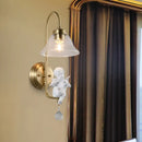 GobekUsa Modern Gold Glass Sconce Light with Resin Deco - 1-Light Wall Lamp