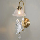 GobekUsa Modern Gold Glass Sconce Light with Resin Deco - 1-Light Wall Lamp