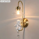 GobekUsa Modern Gold Glass Sconce Light with Resin Deco - 1-Light Wall Lamp
