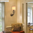 GobekUsa Modern 1/2 Lights Wall Sconce with Fabric Shade - Black/Gold Cylinder Wall Mount Fixture featuring Metal Antler