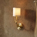 GobekUsa Modern 1/2 Lights Wall Sconce with Fabric Shade - Black/Gold Cylinder Wall Mount Fixture featuring Metal Antler