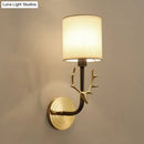 GobekUsa Modern 1/2 Lights Wall Sconce with Fabric Shade - Black/Gold Cylinder Wall Mount Fixture featuring Metal Antler
