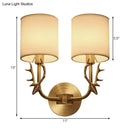 GobekUsa Modern 1/2 Lights Wall Sconce with Fabric Shade - Black/Gold Cylinder Wall Mount Fixture featuring Metal Antler