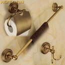 GobekUsa Brass Bathroom Accessories Set, Robe Hook, Paper Holder, Towel Bar, Antique Finish