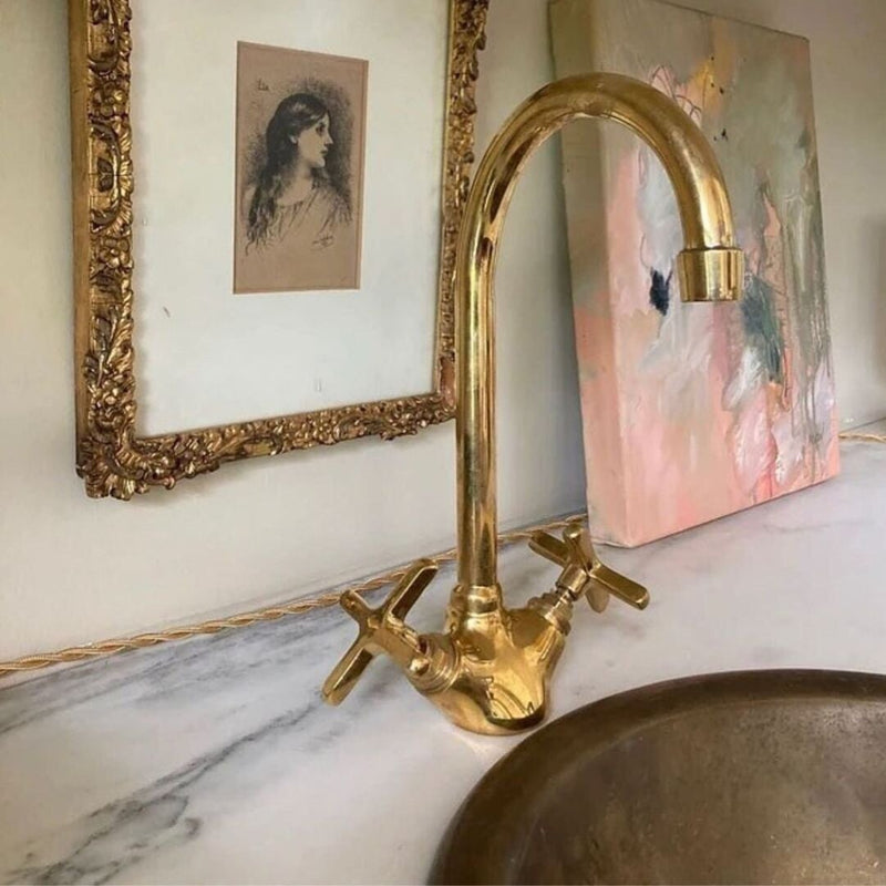 Antique Brass Bathroom Faucet - Unlacquered Brass Faucet