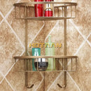 GobekUsa Brass Bathroom Shower Shelf Basket - Double Layer Antique Finish Holder