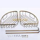 GobekUsa Brass Bathroom Shower Shelf Basket - Double Layer Antique Finish Holder