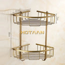 GobekUsa Brass Bathroom Shower Shelf Basket - Double Layer Antique Finish Holder