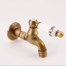 Antique brass bibcock faucet with floral ceramic handle garden tap by Decorbites
