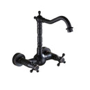 GobekUsa Brass Ceramic Wall Mount Faucet for Bathroom Washbasin - Double Handle Cold Hot Water