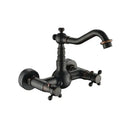 GobekUsa Brass Ceramic Wall Mount Faucet for Bathroom Washbasin - Double Handle Cold Hot Water