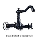 GobekUsa Brass Ceramic Wall Mount Faucet for Bathroom Washbasin - Double Handle Cold Hot Water