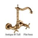 GobekUsa Brass Ceramic Wall Mount Faucet for Bathroom Washbasin - Double Handle Cold Hot Water