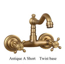 GobekUsa Brass Ceramic Wall Mount Faucet for Bathroom Washbasin - Double Handle Cold Hot Water