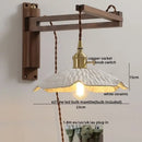 GobekUsa Ceramic Walnut Wall Sconce with Knob Switch for Bedroom Living Room